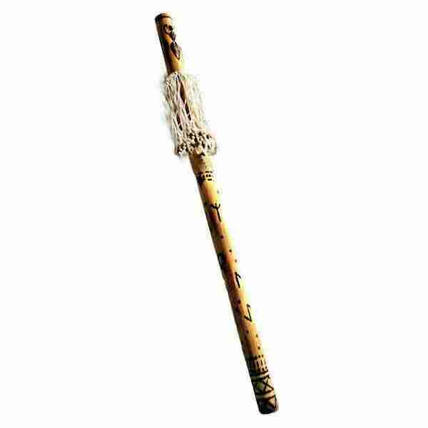 Bamboo Shaman Rainstick Rattle, Handmade with Norse Loki Runes
